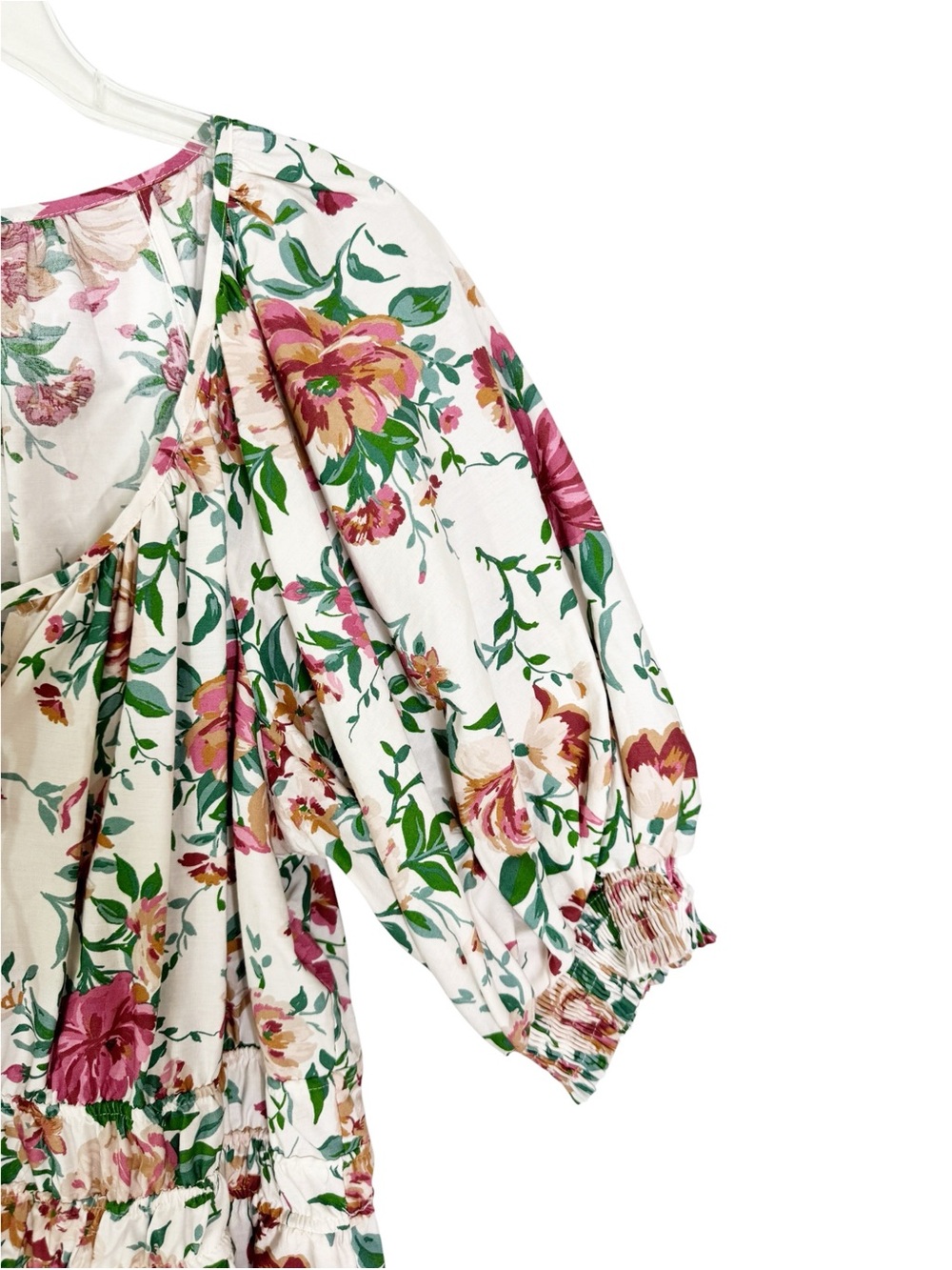 NWT Anthropologie Cotton The Somerset Puff Sleeve Floral Midi Dress Size M - Picture 11 of 14